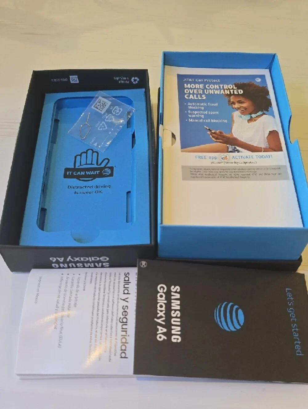 Samsung Galaxy A6 Box with Blue AT&T Logo